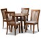 Baxton Studio Lida Modern and Contemporary Grey Fabric and Walnut Brown Finished Wood 5-Piece Dining Set 174-9879-10895-Zoro - alternate 1